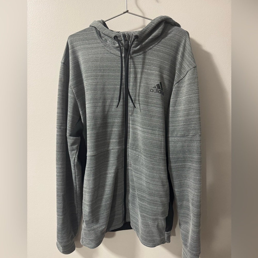 Men's Adidas Training Hoodie Size Medium Gray Full Zip Climalite Track Hoodie
